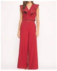 Strut & Bolt - Two Piece Flutter Sleeve Top And Wide Leg Trouser Set - Lyst