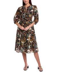 Velvet By Graham & Spencer - Tiered Silk-Blend Midi Dress - Lyst