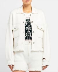 Barrie - Denim Fringed Cashmere Cotton Shorts - Lyst