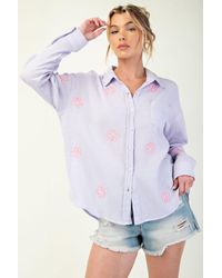TRUEDAMES - Embo Detailed Cotton Gauze Button Down Shirt - Lyst