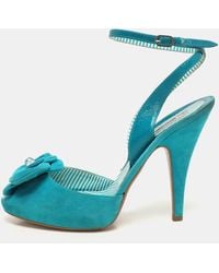 Moschino - Suede Flower Applique Ankle Strap Pumps - Lyst