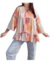 Easel - Print Oversized Peplum Top - Lyst