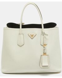 Prada - Offsaffiano Cuir Leather Double Handle Open Tote - Lyst