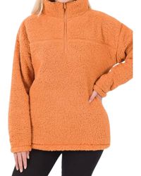 Zenana - Soft Sherpa Half Zip Pullover With Pockets - Lyst
