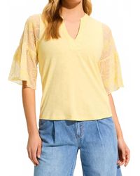 Fdj - 3/4 Mesh Bell Sleeve Top - Lyst