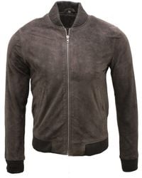 Infinity Leather - Varsity Soft Suede Bomber Jacket - Lyst