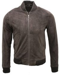 Infinity Leather - Varsity Soft Suede Bomber Jacket - Lyst