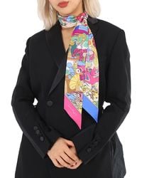 Ferragamo - Ferragamo Ladies Studio Print Silk Skinny Scarf - Lyst