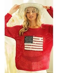 Bibi - Sequin American Flag Patch Cover Up Tee - Lyst