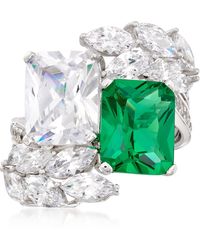 Ross-Simons - Simulated Emerald And Cz Ring - Lyst