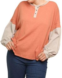 Umgee - Henley Color Block Top - Lyst