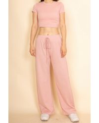 TRUEDAMES - 2-Piece Crop Tee & Wide Leg Lounge Pants Set - Lyst