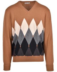 Ballantyne - Argyle Cashmere V-Neck Sweater - Lyst