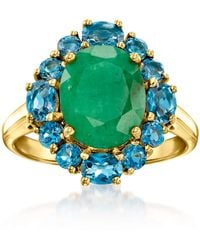 Ross-Simons - Emerald And London Topaz Ring - Lyst