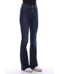 Love Moschino - Dark Blue Bell-bottomed Jeans With Metal Logo Patch - Lyst
