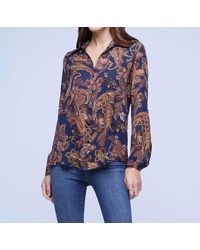 L'Agence - Nina Long Sleeve Sheer Silk Blouse - Lyst