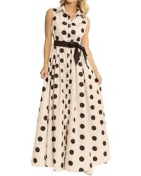 Jade By Jane - Polka Dot Button Down Belted Sleeveless Shirt Dress - Lyst