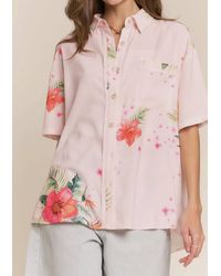 J.Nna - Tropical Floral Button Down Short Sleeve Top - Lyst