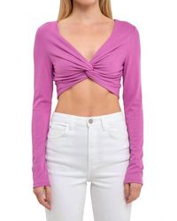 Grey Lab - Front Twist Long Sleeve Crop Top - Lyst