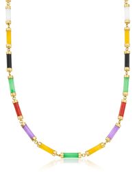 Ross-Simons - Multicolored Jade Cylinder-link Necklace - Lyst