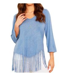 Angel - Stone Wash Cut Out Fringe Top - Lyst