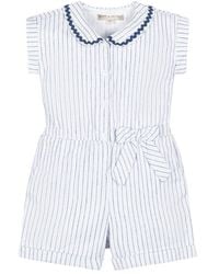 Hope & Henry - Collared Button Front Linen-Blend Romper - Lyst