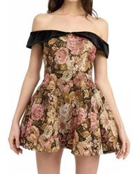 En Saison - Carey Jacquard Off The Shoulder Fit & Flare Mini Dress - Lyst
