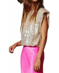 Bucketlist - Power Shoulder Sequin Crop - Lyst