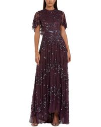 Mac Duggal - Sequined High Neck Flutter Sleeve A Line Gown - Lyst