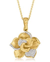 Ross-Simons - Diamond Flower Pendant Necklace - Lyst