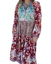 Umgee - Boho Patchwork Print Tiered Midi Dress - Lyst