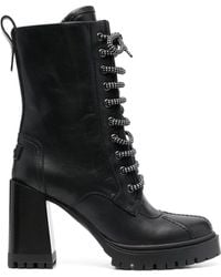 Furla - Climb High Block Heel Hiking Leather Ankle Boots - Lyst