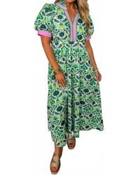 Jodifil - Boho Floral Puff Sleeve Midi Dress - Lyst