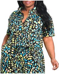 Nina Parker - Plus Collar Button Down Pullover Top - Lyst