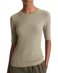 Vince - Striped Elbow Sleeve Crew Neck T-shirt - Lyst