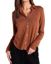 Bella Dahl - Long Sleeve Knit Button Down Top - Lyst
