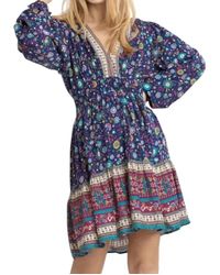 Umgee - Floral Border Print Babydoll Dress - Lyst