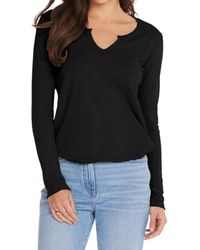 Bobi - Split V-Neck Tee With Raw Cut Binding - Lyst