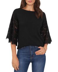 Vince Camuto - Boat Neck Lace Trim Pullover Sweater - Lyst