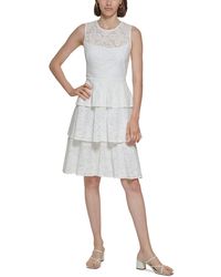 Calvin Klein - Petites Lace Tiered Fit & Flare Dress - Lyst