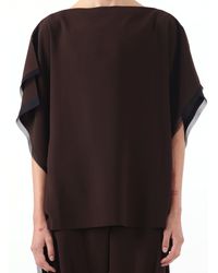 Jason Wu - Asymmetrical Crepe Boatneck Top With Organza Trim - Lyst