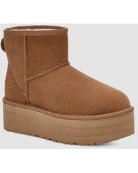UGG - Classic Mini Platform 1134991-Che Chestnut Suede Comfort Ankle Boots - Lyst