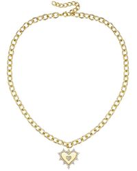Rachel Glauber - Rg 14k Gold Plated With Diamond Cubic Zirconia Sunshine Heart Pendant Curb Chain Adjustable Necklace - Lyst