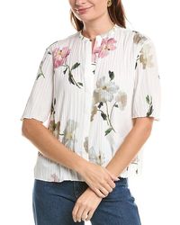 Vince - Wilted Peony Pleated Band Collar Shirt - Lyst