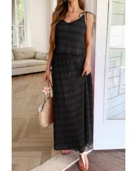 TRUEDAMES - Solid Two Piece Strappy Maxi Skirt Crop Top Set - Lyst