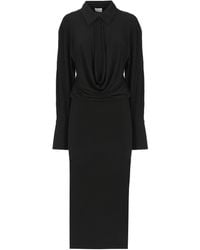 ANDAMANE - High-Neck Draped Midi Dress - Lyst