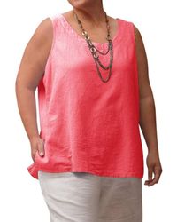 On The Plus Side - Crinkle Cotton Sleeveless Top - Lyst