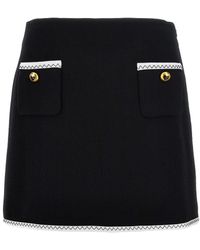 Moschino - Heart-Button Crepe Skirt With Grosgrain Detail - Lyst