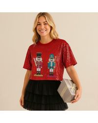 TRUEDAMES - Sequin Nutcracker Holiday Party Shirt - Lyst