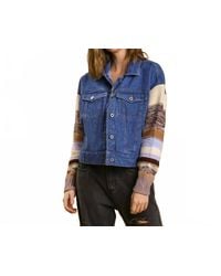 Umgee - Denim Jacket With Sweater Sleeve - Lyst